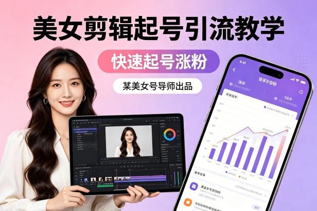 某美女号导师出品：美女剪辑起号引流教学，快速起号涨粉-聚富社