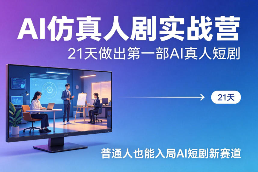 AI仿真人剧实战营，21天做出第一部AI真人短剧，普通人也能入局AI短剧新赛道-聚富社