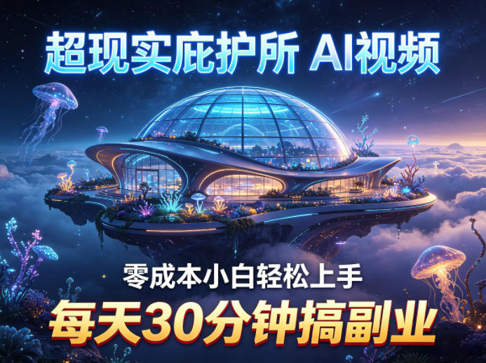 超现实庇护所AI视频项目拆解,零成本小白轻松上手,每天30分钟搞副业