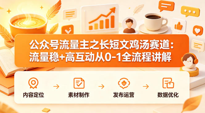 公众号流量主之长短文鸡汤赛道，流量稳+高互动，从0-1全流程讲解-聚富社
