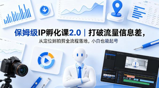 保姆级IP孵化课2.0｜打破流量信息差，从定位到拍剪全流程落地，小白也能起号-聚富社