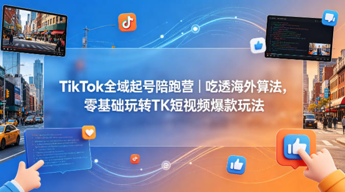 TikTok全域起号陪跑营｜吃透海外算法，零基础玩转TK短视频爆款玩法-聚富社