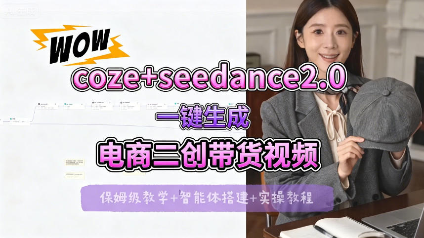 【Coze工作流搭建实操教程】seedance2.0+coze一键生成电商二创带货视频，全流程保姆级教学-聚富社
