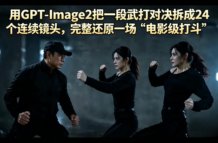 用GPT-Image2把一段武打对决拆成24个连续镜头，完整还原一场“电影级打斗”-聚富社