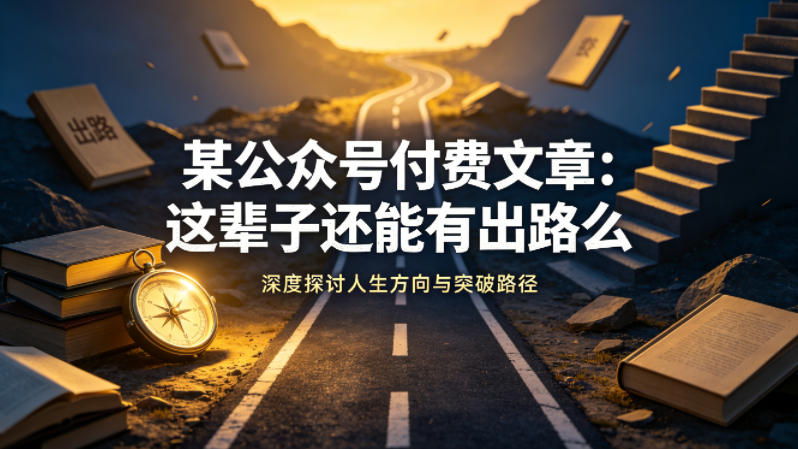 某公众号付费文章：这辈子还能有出路么-聚富社