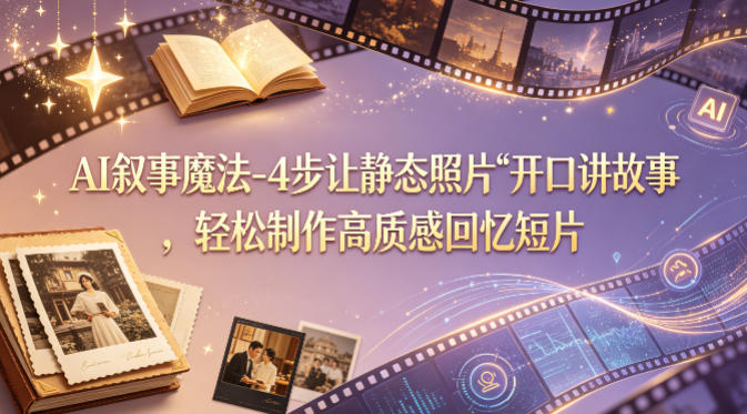 AI叙事魔法-4步让静态照片“开口讲故事”，轻松制作高质感回忆短片-聚富社