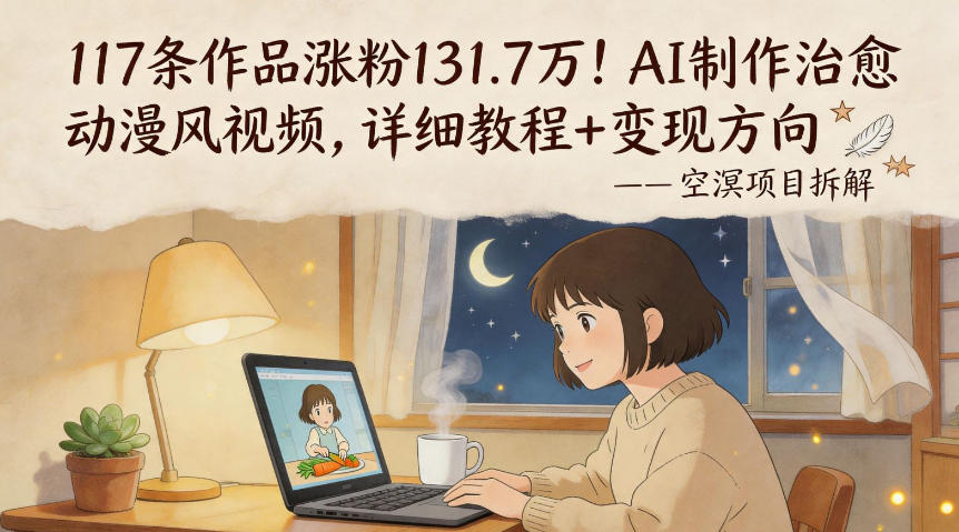 117条作品涨粉131.7W！AI制作治愈动漫风视频，详细教程+变现方向-聚富社
