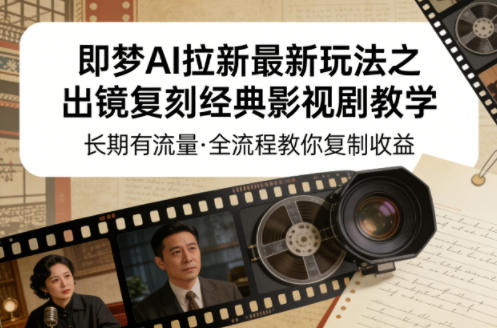即梦AI拉新最新玩法之出镜复刻经典影视剧教学，长期有流量，全流程教你复制收益-聚富社