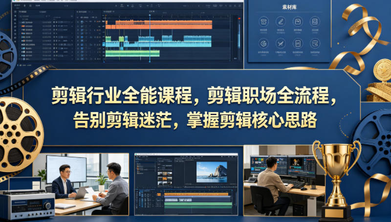 剪辑行业全能课程，剪辑职场全流程，告别剪辑迷茫，掌握剪辑核心思路-聚富社