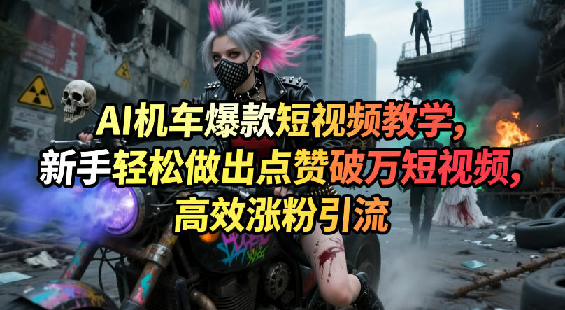AI机车爆款短视频教学，新手轻松做出点赞破万短视频，高效涨粉引流-聚富社