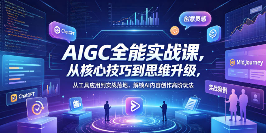 AIGC全能实战课，从核心技巧到思维升级，从工具应用到实战落地，解锁AI内容创作高阶玩法-聚富社