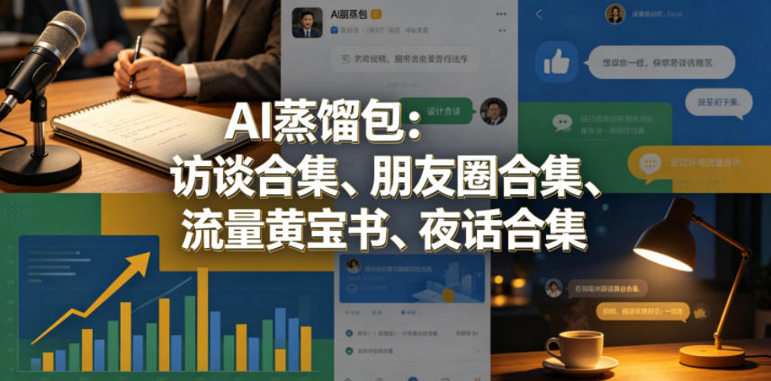 AI蒸馏包：访谈合集、朋友圈合集、流量黄宝书、夜话合集【文档】-聚富社