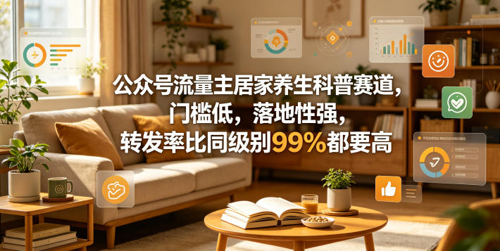 公众号流量主居家养生科普赛道，门槛低，落地性强，转发率比同级别99％都要高-聚富社