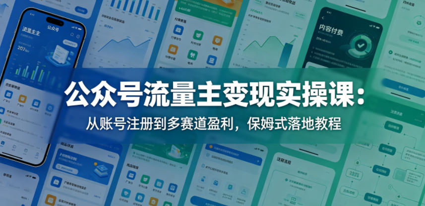 公众号流量主变现实操课：从账号注册到多赛道盈利，保姆式落地教程-聚富社