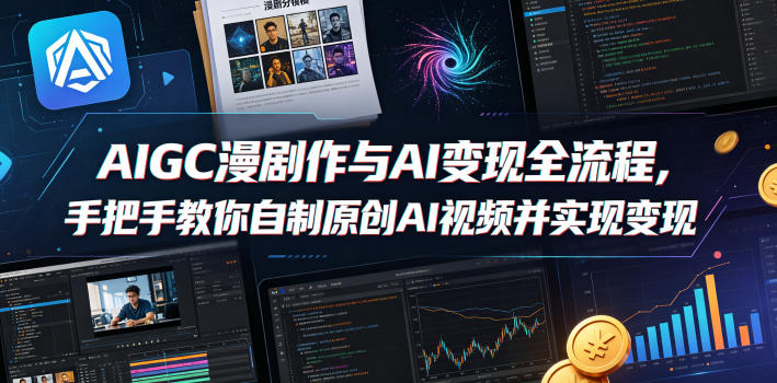 AIGC漫剧创作与AI变现全流程，手把手教你自制原创AI视频并实现变现-聚富社