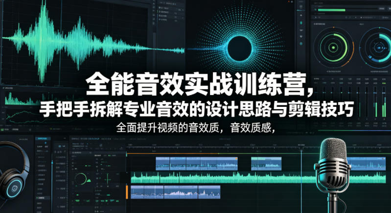 全能音效实战训练营，手把手拆解专业音效的设计思路与剪辑技巧，全面提升视频的音效质感-聚富社