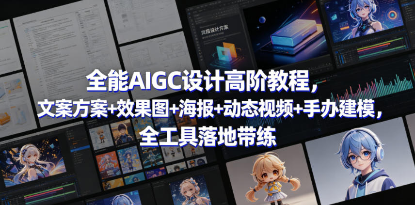 全能AIGC设计高阶教程，文案方案+效果图+海报+动态视频+手办建模，全工具落地带练-聚富社