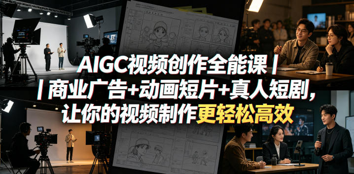 AIGC视频创作全能课｜商业广告+动画短片+真人短剧，让你的视频制作更轻松高效-聚富社
