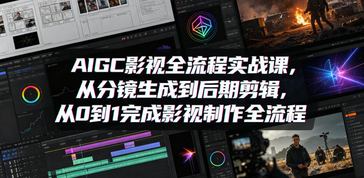 AIGC影视全流程实战课，从分镜生成到后期剪辑，从0到1完成影视制作全流程-聚富社