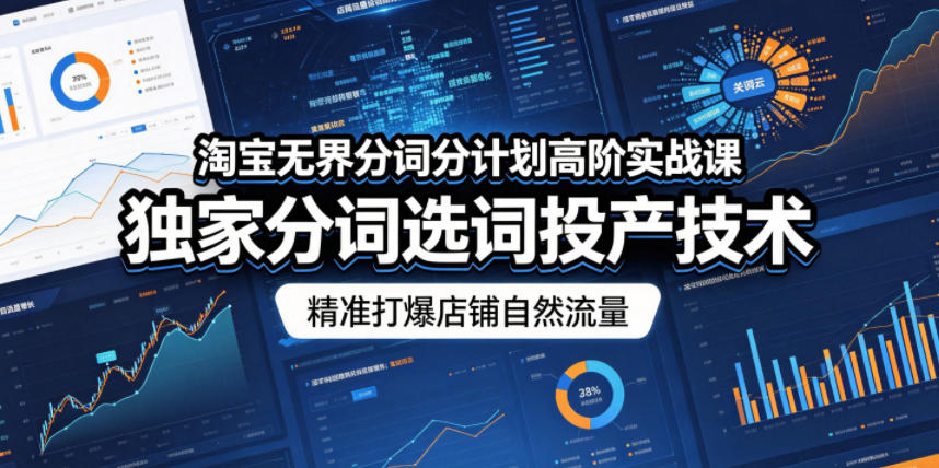 淘宝无界分词分计划高阶实战课，独家分词选词投产技术，精准打爆店铺自然流量-聚富社