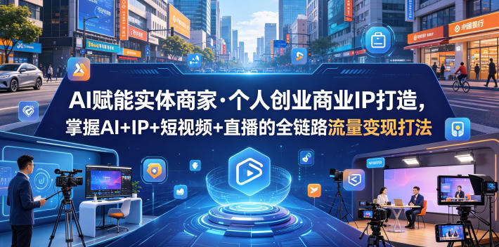 AI赋能实体商家·个人创业商业IP打造，掌握AI+IP+短视频+直播的全链路流量变现打法-聚富社