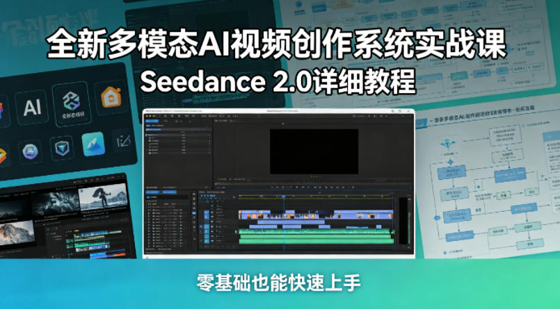 全新多模态AI视频创作系统实战课，Seedance 2.0详细教程，零基础也能快速上手-聚富社