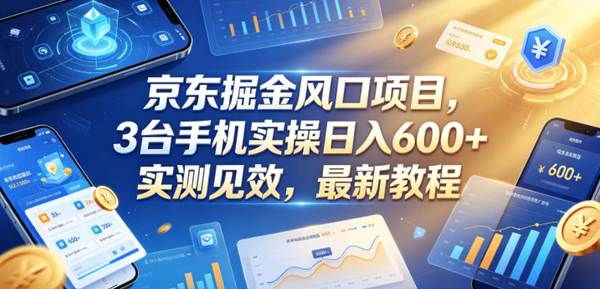 京东掘金风口项目,3台手机实操日入600+,实测见效,最新教程【揭秘】