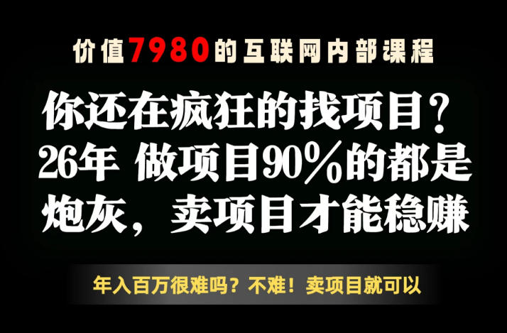 26年请不要疯狂的找项目了，卖项目远比你想象的暴利，你也可以月入10W+【揭秘】-聚富社