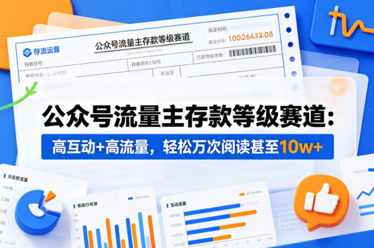 公众号流量主之存款等级赛道，高互动+高流量，轻松达到万次阅读，甚至10w+-聚富社