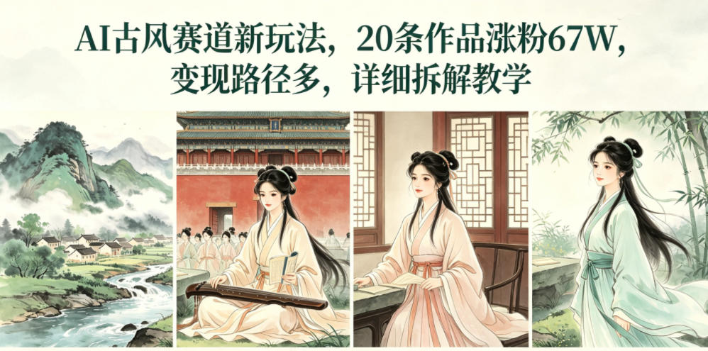 AI古风赛道新玩法，20条作品涨粉67W，变现路径多，详细拆解教学-聚富社