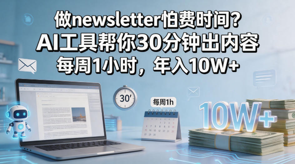 做newsletter怕费时间？AI工具帮你30分钟出内容，每周1小时，年入10W+！【原创双语字幕】-聚富社
