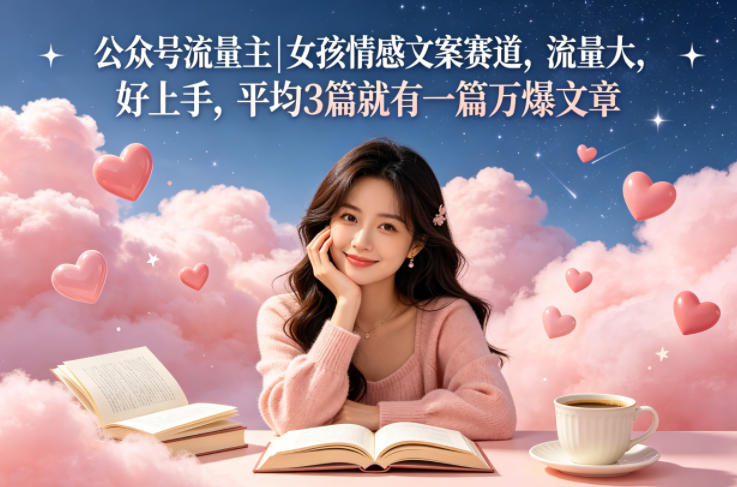 公众号流量主女孩情感文案赛道，流量大，好上手，平均3篇就有一篇万爆文章-聚富社