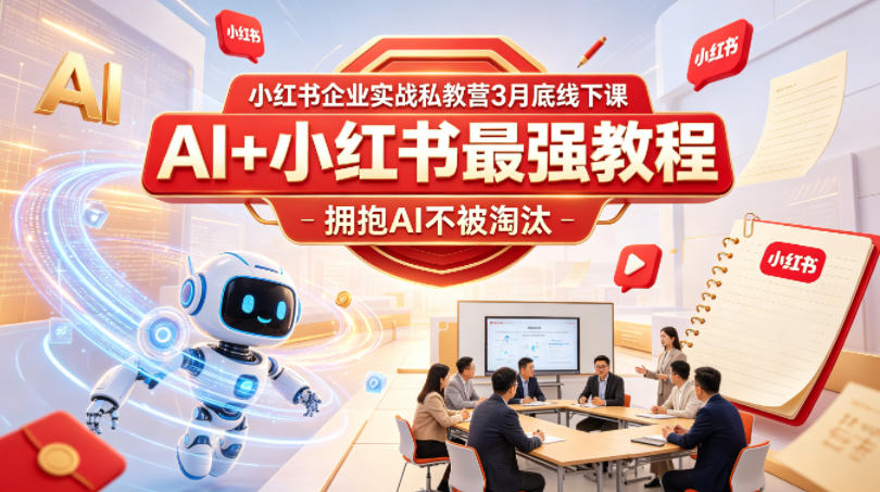 小红书企业实战私教营3月底线下课，AI+小红书最强教程，拥抱AI不被淘汰-聚富社