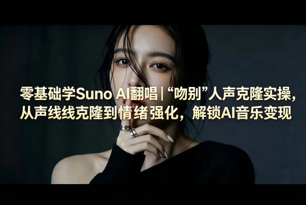 零基础学Suno AI翻唱｜《吻别》人声克隆实操，从声线克隆到情绪强化，解锁AI音乐变现-聚富社