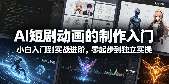 AI短剧动画的制作入门，小白入门到实战进阶，零起步到独立实操-聚富社