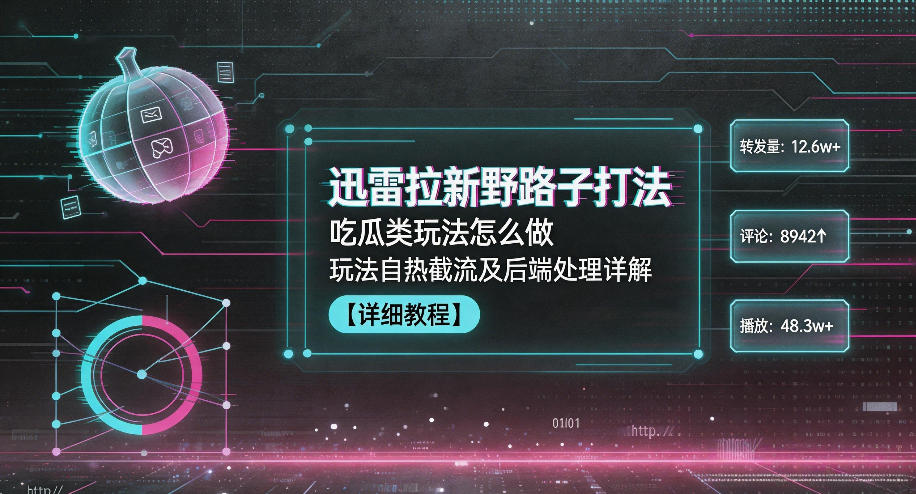 迅雷拉新野路子打法，吃瓜类玩法怎么做，玩法自热截流及后端处理详解-聚富社