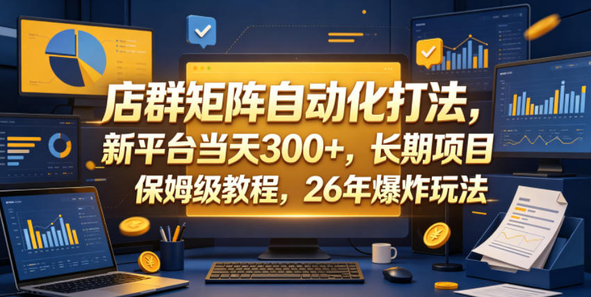 店群矩阵自动化打法，新平台当天300+，长期项目，保姆级教程，26年爆炸玩法【揭秘】-聚富社