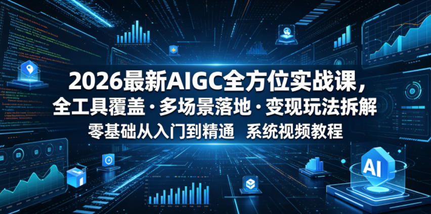 2026最新AIGC全方位实战课，全工具覆盖・多场景落地・变现玩法拆解，零基础从入门到精通系统视频教程-聚富社