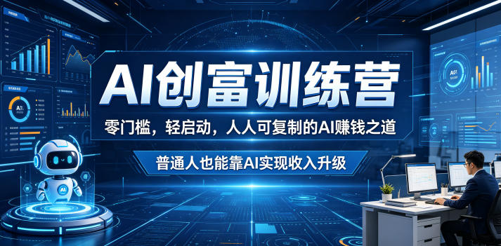 AI创富训练营，零门槛，轻启动，人人可复制的AI賺钱之道，普通人也能靠AI实现收入升级-聚富社