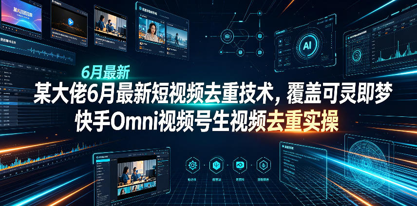 某大佬6月最新短视频去重技术，覆盖可灵即梦快手Omni视频号生视频去重实操-聚富社