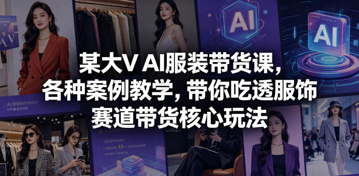 某大V AI服装带货课，各种案例教学，带你吃透服饰赛道带货核心玩法-聚富社