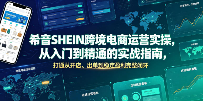 希音SHEIN跨境电商运营实操，从入门到精通的实战指南，打通从开店、出单到稳定盈利完整闭环-聚富社