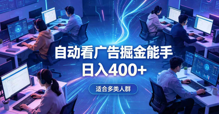 全脚本0基础自动看广告，单日收益400+，别再找高门槛副业，项目简单上手，收益看得见，没有复杂操作，AI全自动，设置一次全天自动跑收益【揭秘】-聚富社