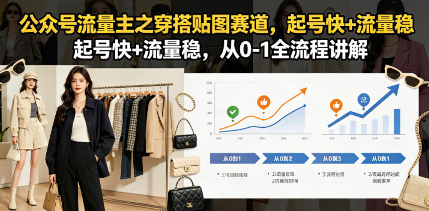 公众号流量主之穿搭贴图赛道，起号快+流量稳，从0-1全流程讲解-聚富社