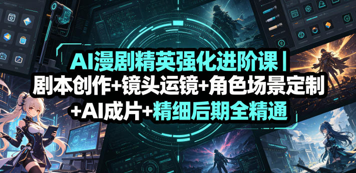 AI漫剧精英强化进阶课｜剧本创作+镜头运镜+角色场景定制+AI成片+精细后期全精通-聚富社