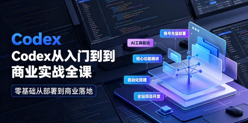 Codex从入门到商业实战全课｜账号充值部署、AI工具联动、核心功能精讲、自动化搭建、全站项目开发零基础教程-聚富社