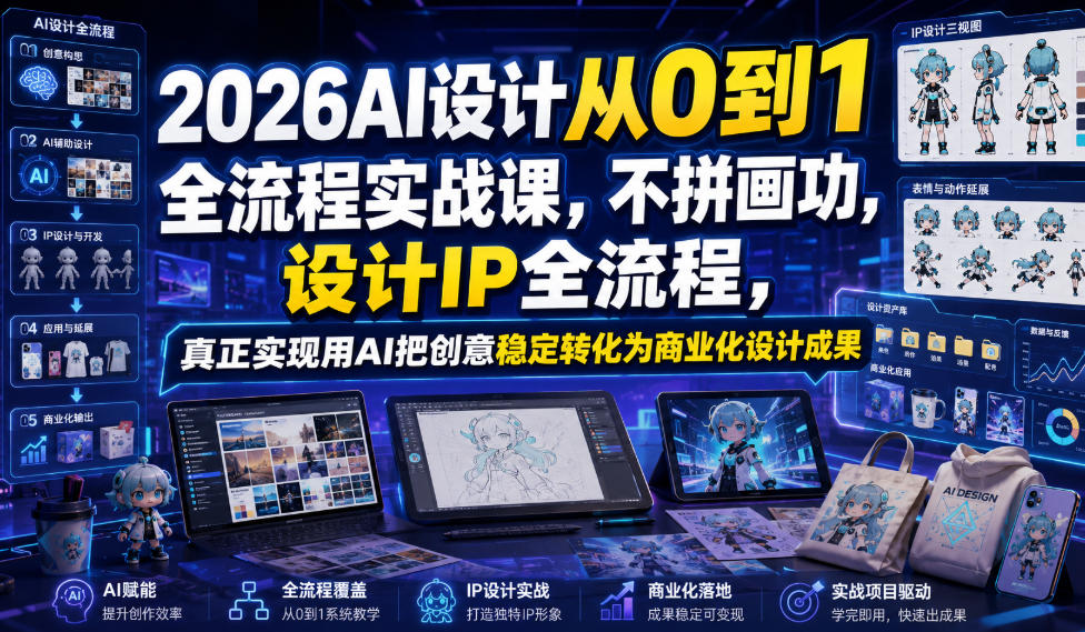 2026AI设计从0到1全流程实战课，不拼画功，设计IP全流程，真正实现用AI把创意稳定转化为商业化设计成果-聚富社