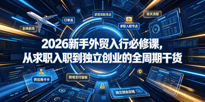 2026新手外贸入行必修课，从求职入职到独立创业的全周期干货-聚富社