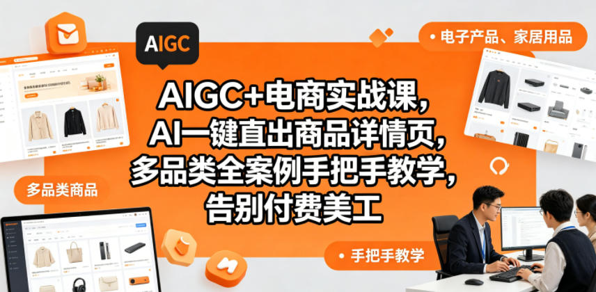 AIGC+电商实战课，AI一键直出商品详情页，多品类全案例手把手教学，告别付费美工（更新0820）-聚富社
