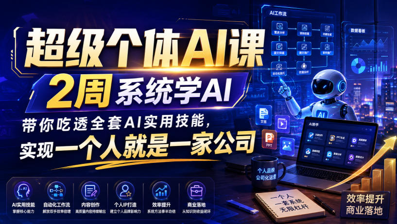 超级个体AI课，2周系统学AI，带你吃透全套AI实用技能，实现一个人就是一家公司（更新0823）-聚富社